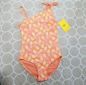 NWT GAP Girl One-Shoulder Swimsuit with Yellow and Pink Pineapples size 8 (C25)